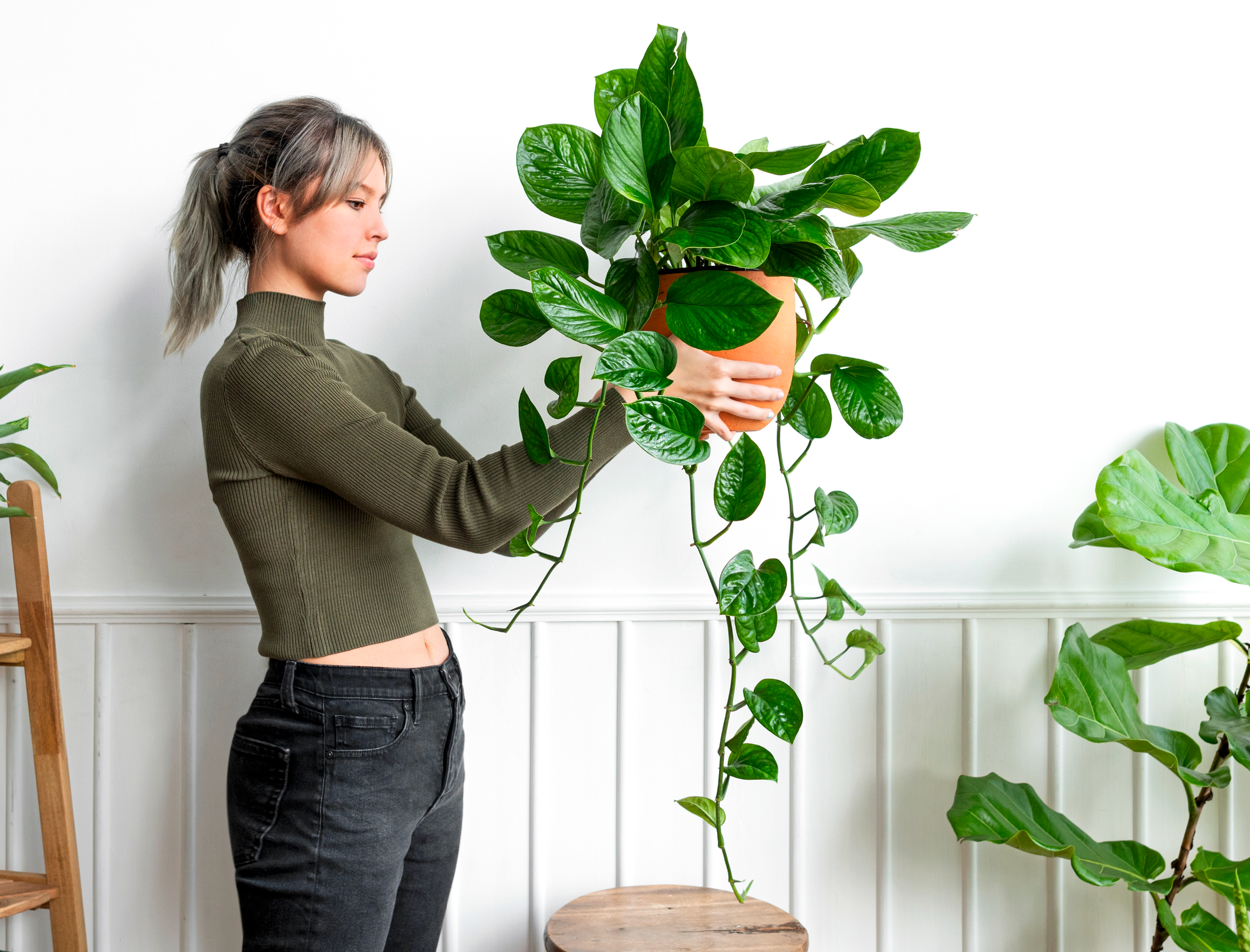 Woman with plant